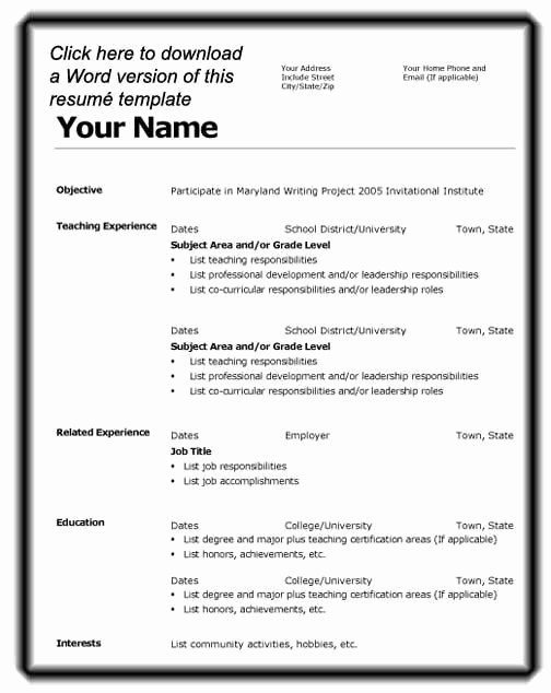 Resume Template Download Microsoft Word Inspirational Job Resume format Download Microsoft Word