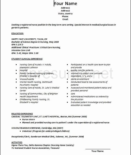 Resume Template for New Graduates New Lpn Resume Sample New Graduate Best Resume Collection