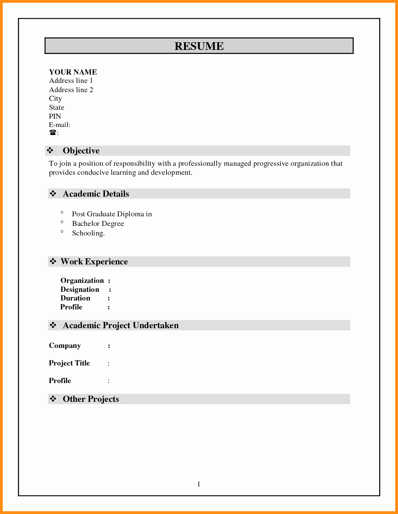 Resume Template Free Download Word Lovely 8 Simple Resume format In Word