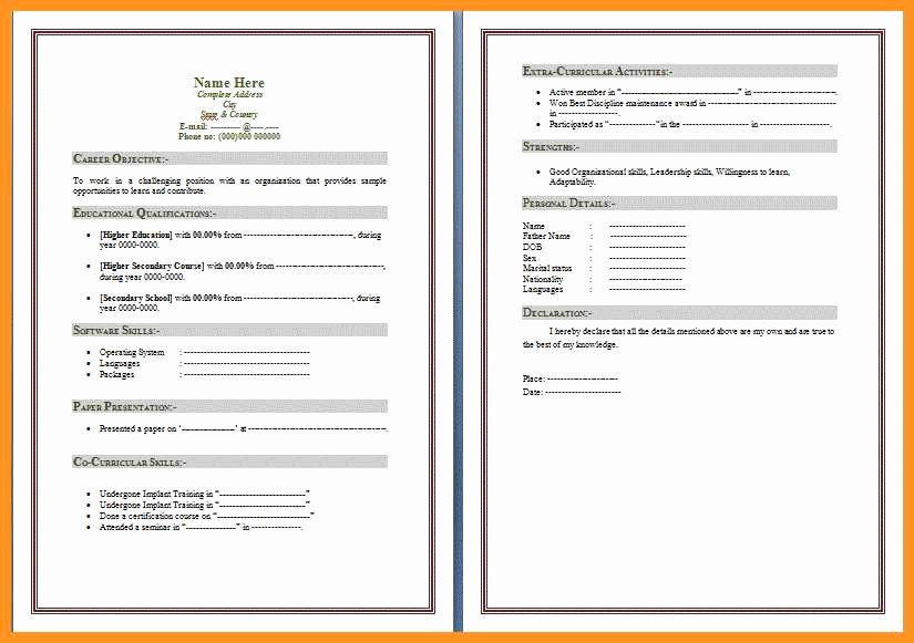 Resume Template Ms Word 2010 Inspirational 4 5 Resume Template In Microsoft Word 2010