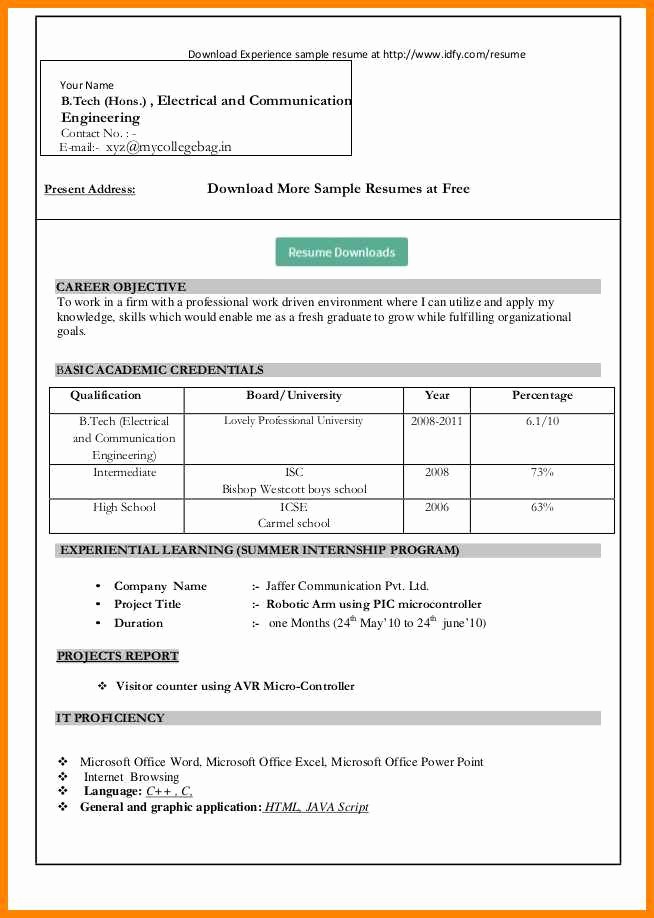 Resume Template On Word 2007 Lovely 15 Cv format In Ms Word 2007