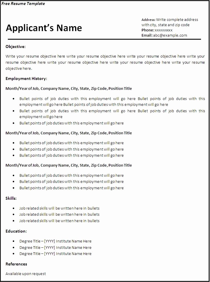 Resume Templates Download Microsoft Word New Free Printable Resume Templates Microsoft Word