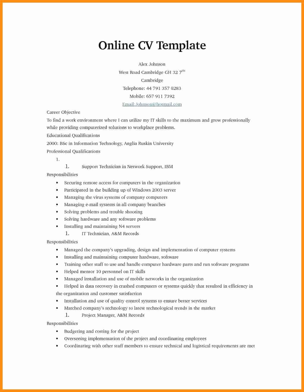Resume Templates On Word 2007 Luxury 9 Curriculum Vitae Simple En Word