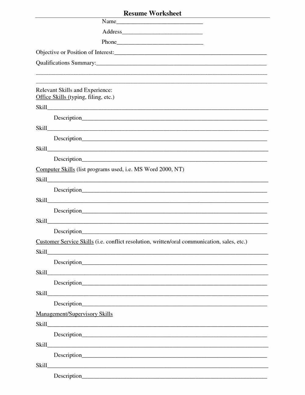 Resumes Fill In the Blanks Inspirational Blank Resume Template Pdf Resumes 227