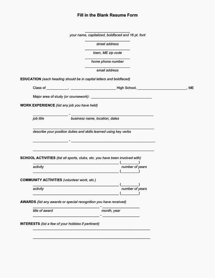 Resumes Fill In the Blanks Lovely Fill In Blank Resume Template Pdf