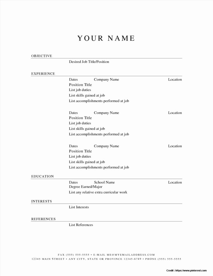 Resumes Fill In the Blanks Lovely Fill In the Blank Resume Printable Resume Resume