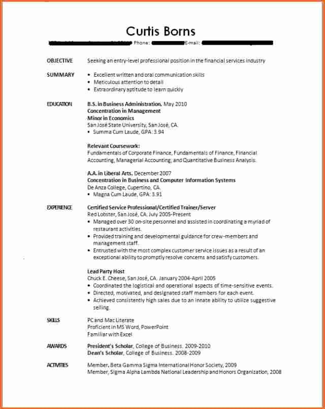Resumes for New College Graduates Fresh 10 Resume Template for Recent College Graduate Bud