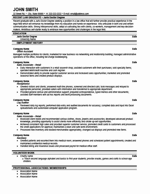 Resumes for Recent College Graduates Lovely Recent Graduate Resume Objective Best Resume Collection