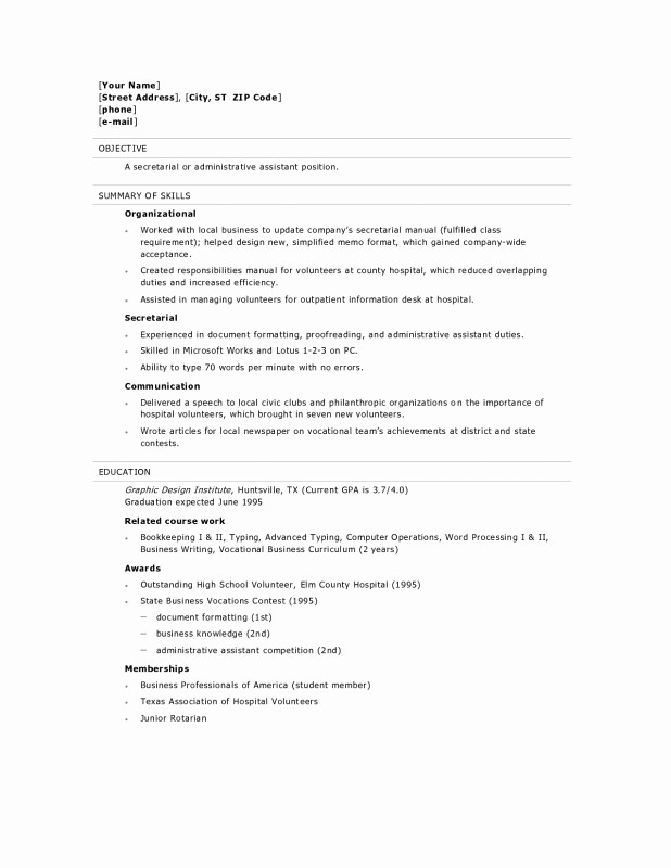 Resumes for Recent College Graduates Lovely Resume for Recent High School Graduate Best Resume