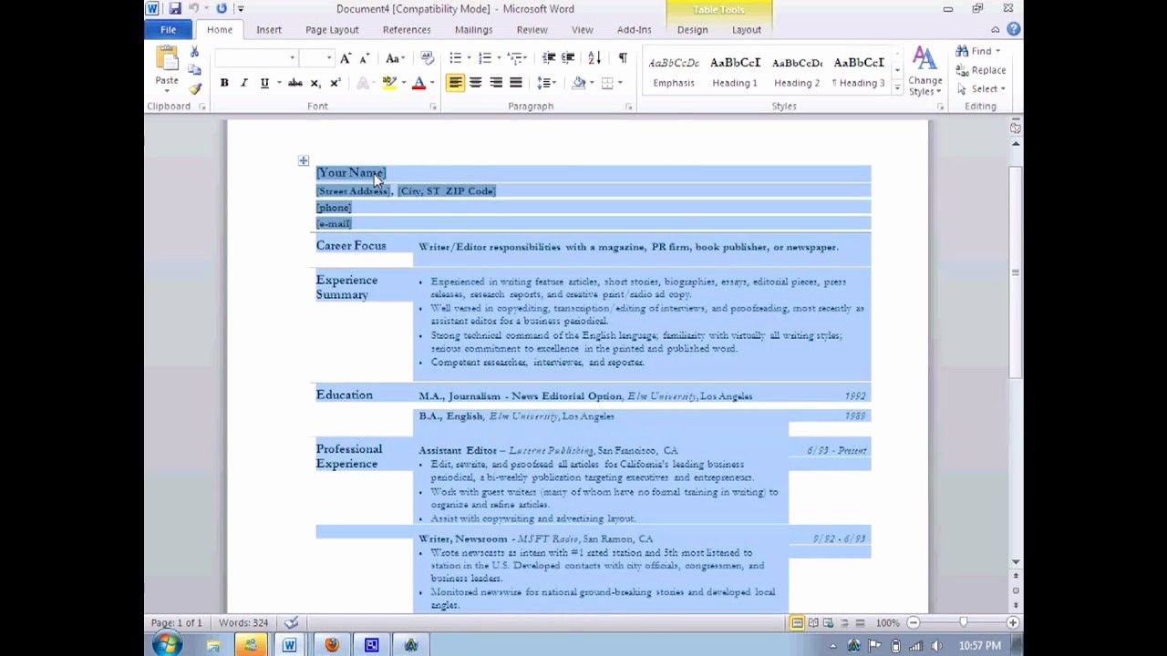 Resumes On Microsoft Word 2010 Inspirational How to Make A Resume In Microsoft Word 2010