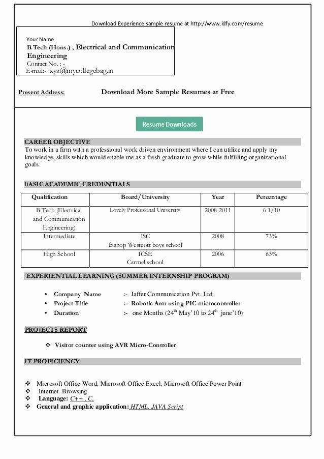 Resumes On Microsoft Word 2010 Inspirational Resume format Download In Ms Word Download My Resume In Ms