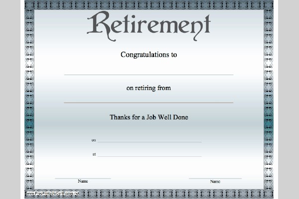 Retirement Certificate Templates for Word Elegant 9 Best Of Free Blank Printable Retirement Templates