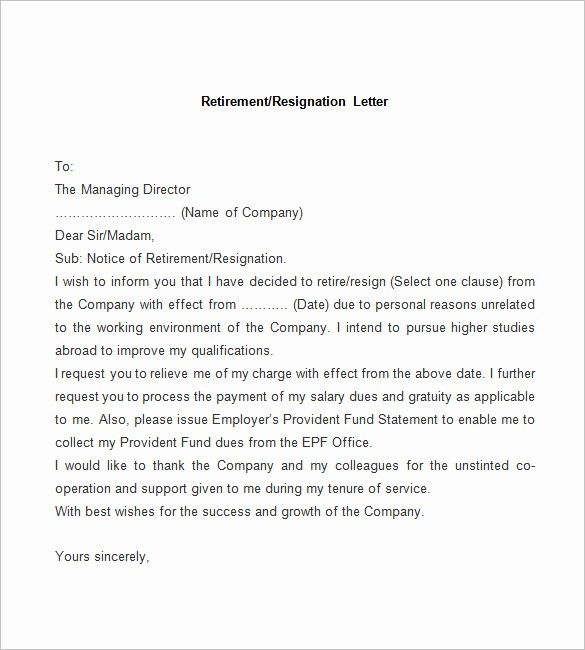 Retirement Letter Of Resignation Sample Beautiful Resignation Letter Template 25 Free Word Pdf Documents
