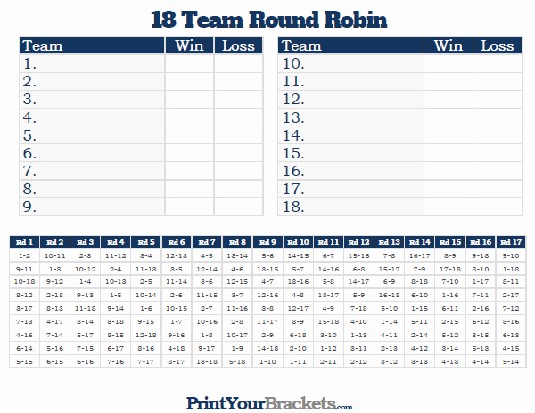 Round Robin tournament Template Excel Best Of Download 18 Team Double Elimination Bracket