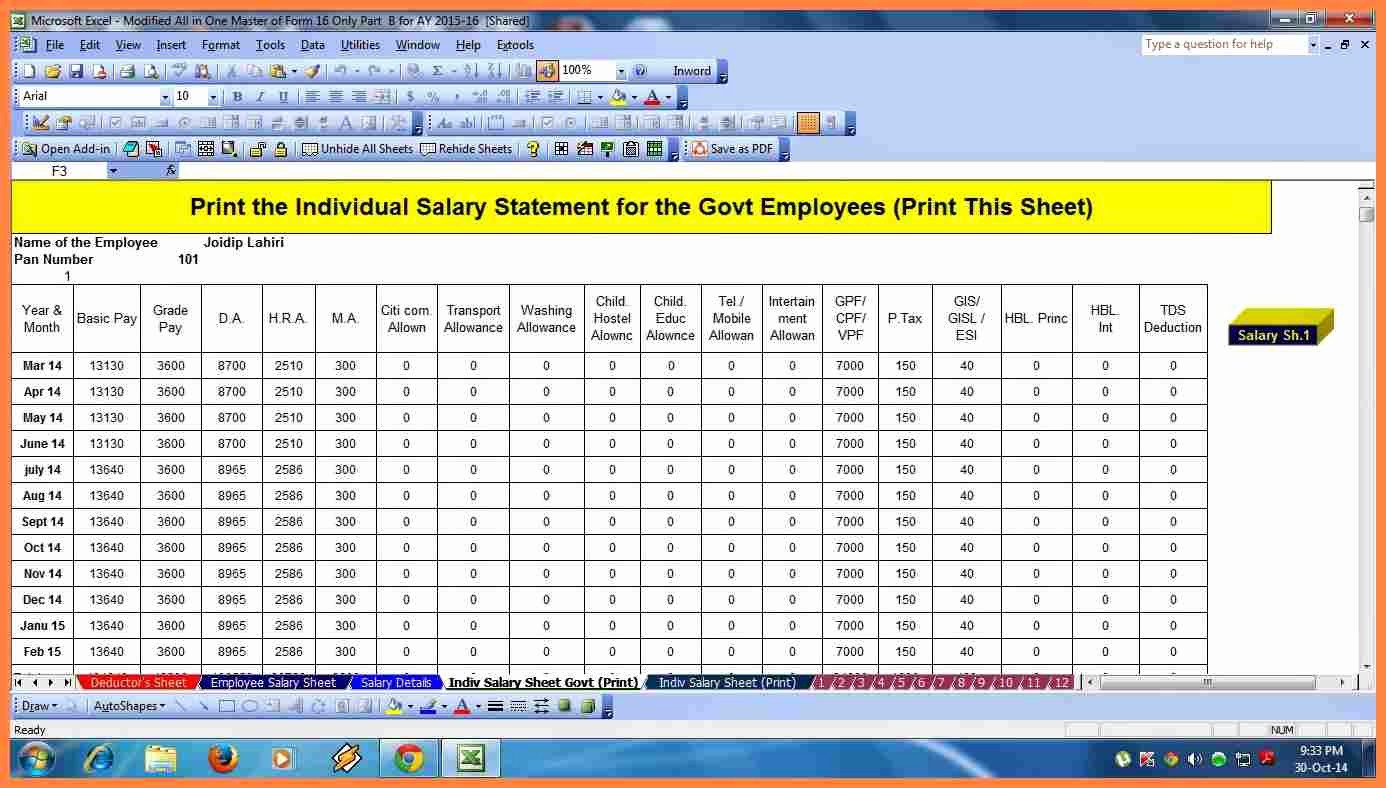 8 salary structure format in excel free