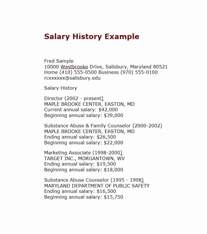 Salary History In Cover Letter Awesome Resume with Salary History Example Best Resume Collection