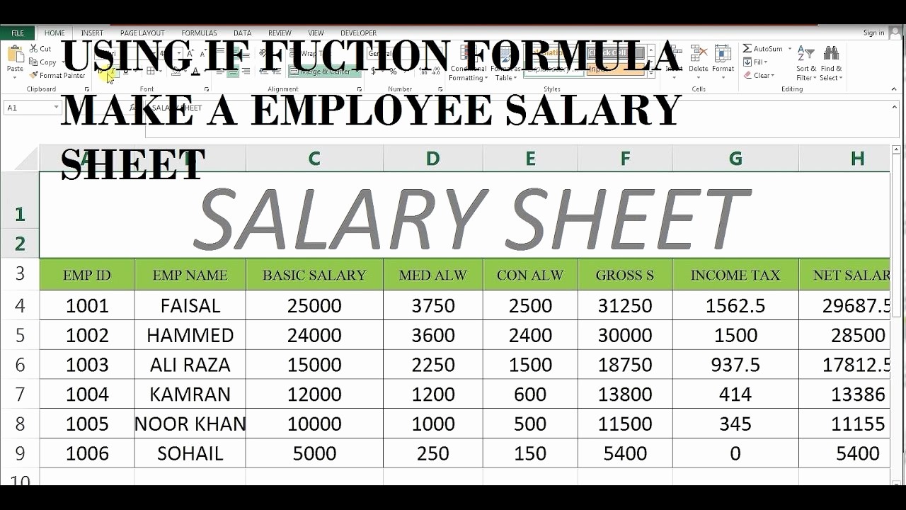 Sample Salary Sheet In Excel