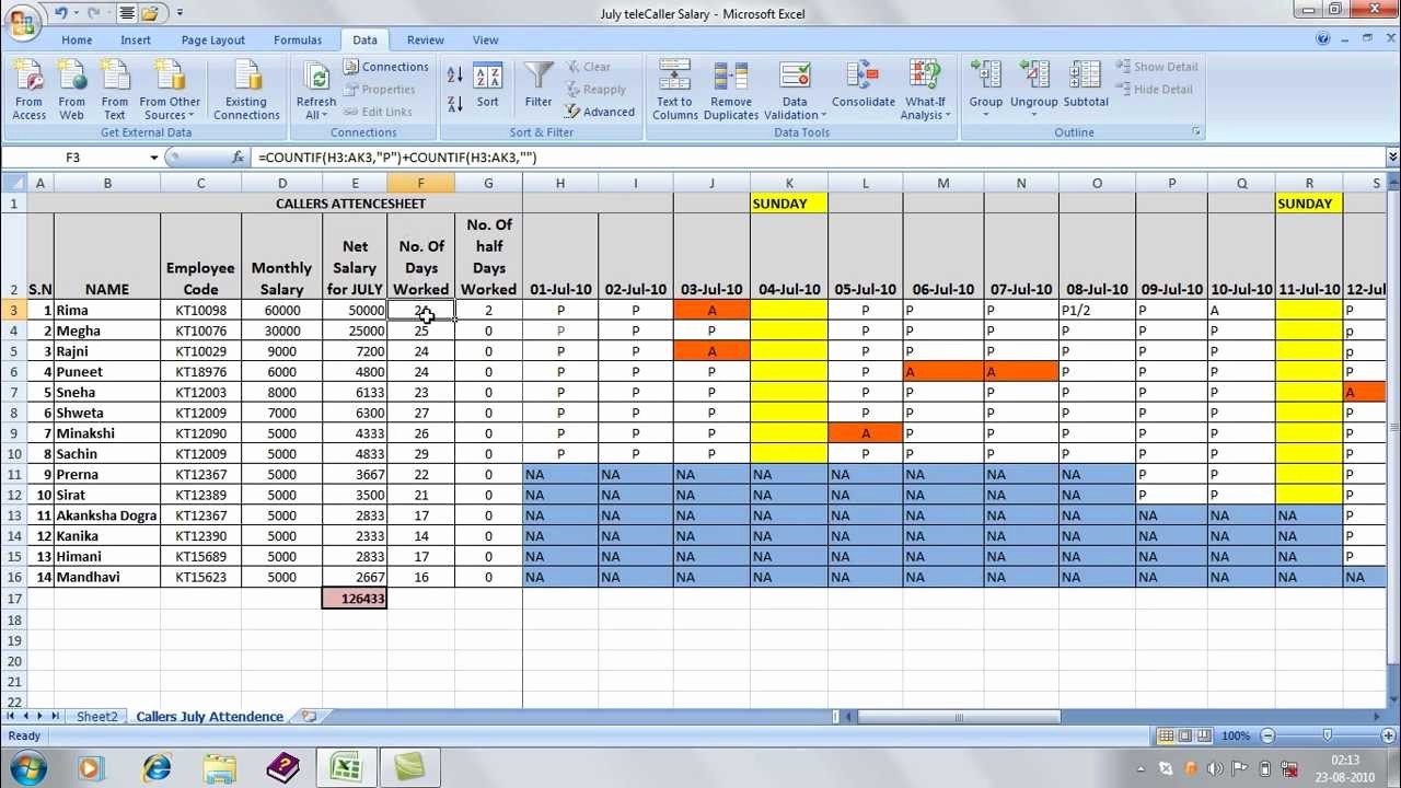Salary Payroll Xls Excel Sheet Fresh Ficegyan attendence Sheet In Excel Avi