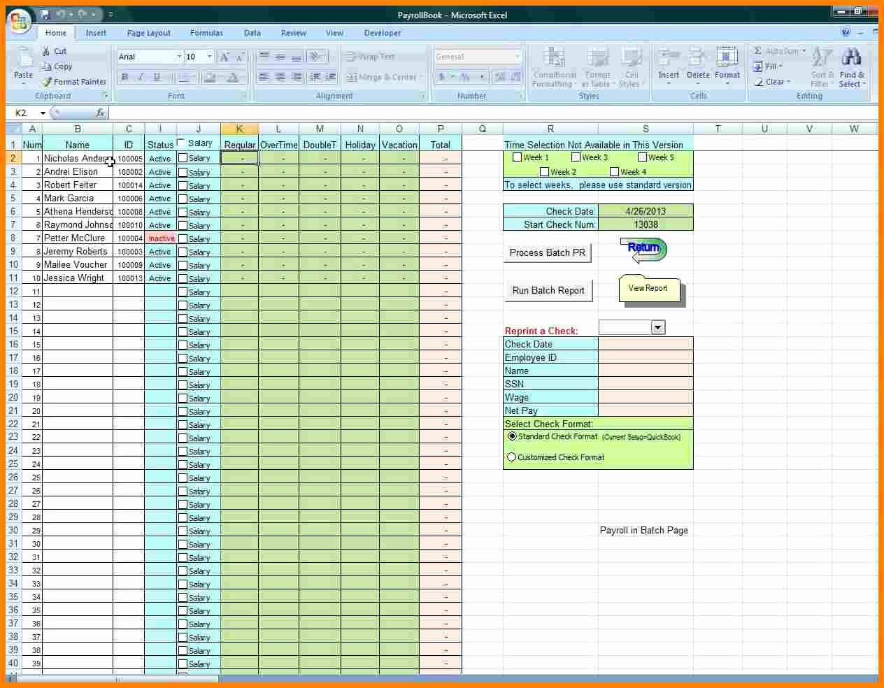 50 Salary Payroll Xls Excel Sheet