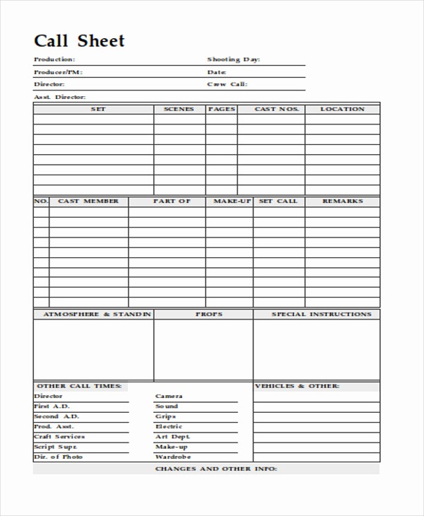 Sales Call Sheet Template Free Awesome 11 Call Sheet