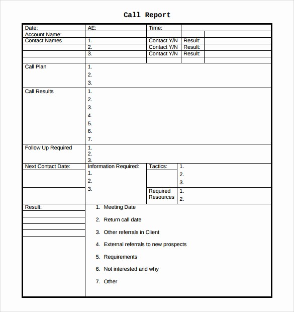 Sales Call Sheet Template Free Awesome 14 Sales Call Report Samples