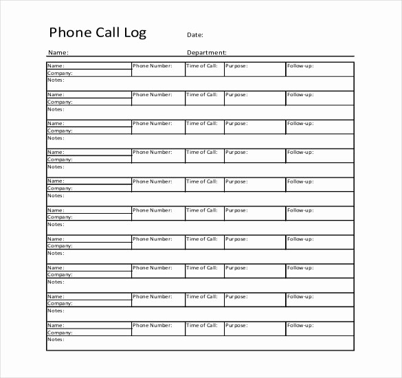 Sales Call Sheet Template Free Awesome Call Log Template