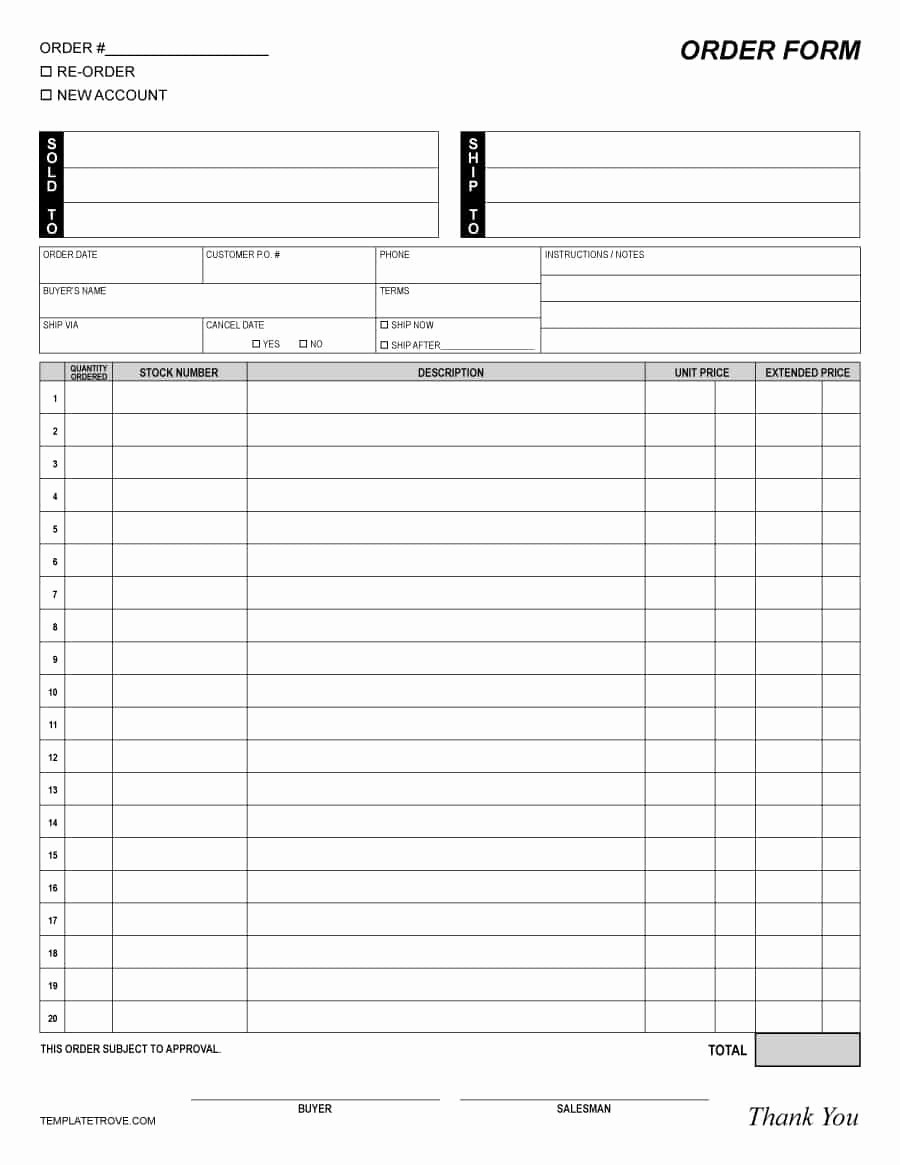 Sales order form Template Free Awesome 40 order form Templates [work order Change order More]