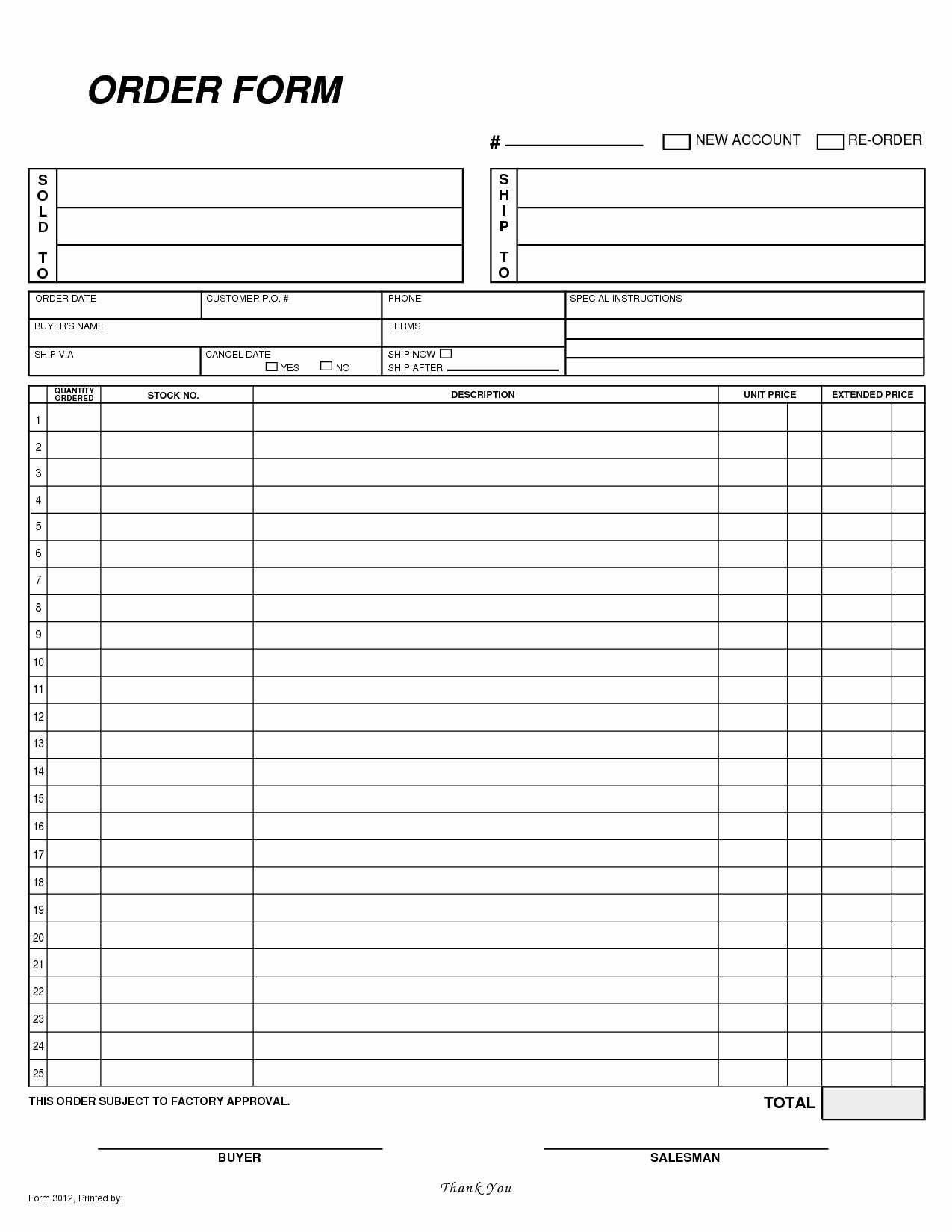 Sales order form Template Free Best Of 9 Best Of Free Printable Blank order forms Free