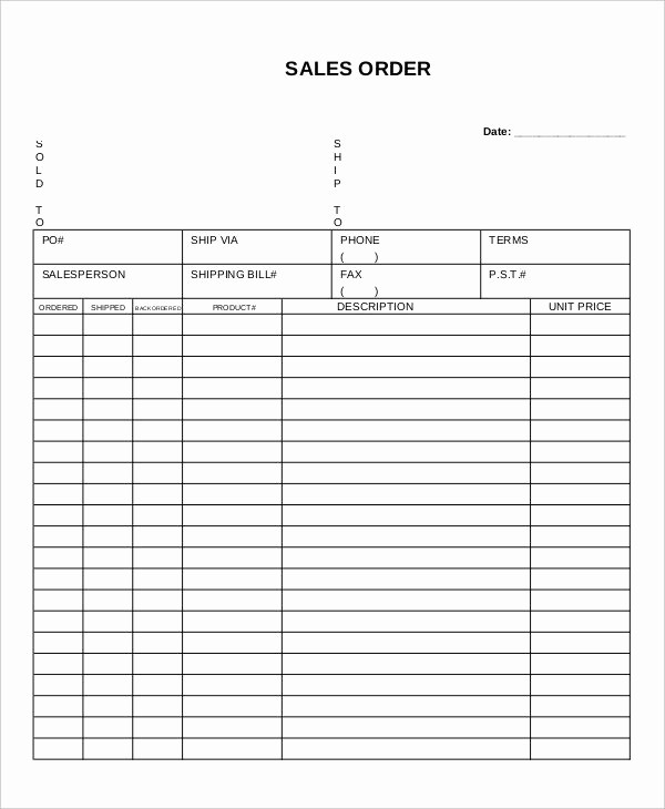 Sales order form Template Free Inspirational 13 Sales order forms Free Samples Examples format