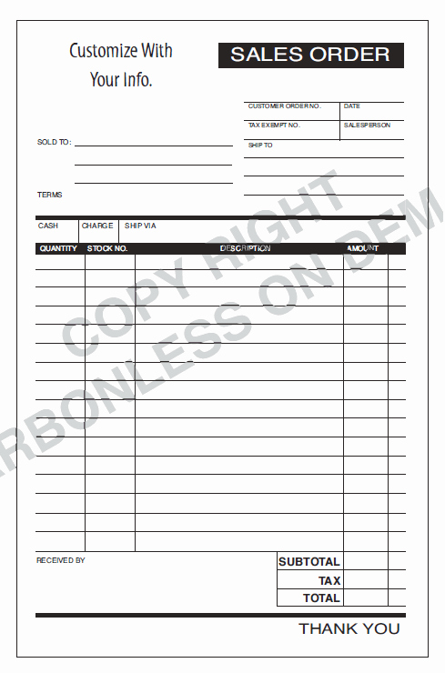 Sales order form Template Free Unique Carbonless forms Templates