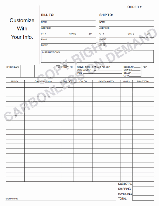 Sales order form Templates Free Beautiful Carbonless forms Templates