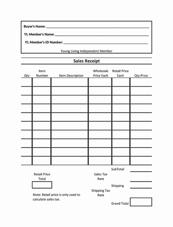 Sales order form Templates Free Inspirational Young Living Sales Receipt Offered as An Excel Spreadsheet