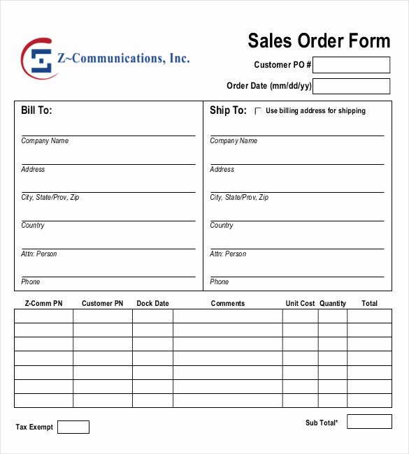 Sales order forms Templates Free Fresh 26 Sales order Templates – Free Sample Example format