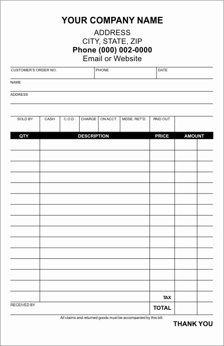 Sales order forms Templates Free New Carbonless Sales Receipt Templates to Personalize