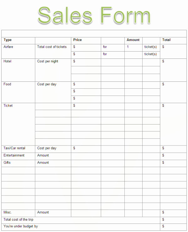 Sales order forms Templates Free Unique Sales form Examples and Templates