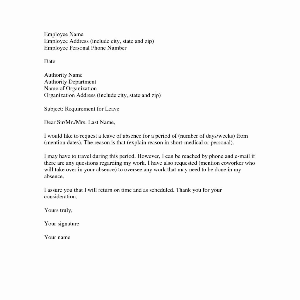 Sample Absence Letter to Teacher Awesome Proper Sample Leave Absence Letter – Letter format Writing