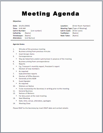 Sample Agenda for A Meeting Beautiful Meeting Agenda Template Leave Loads Of Room to Write