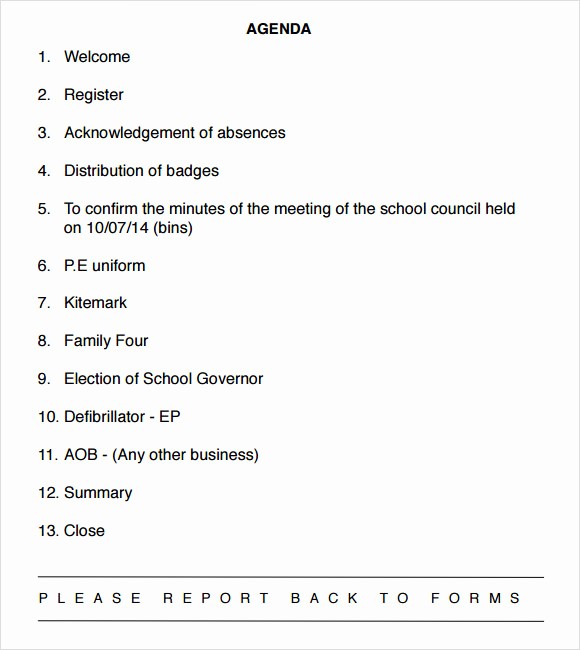 Sample Agenda Templates for Meetings Unique School Agenda 10 Download Free Documents In Pdf Word