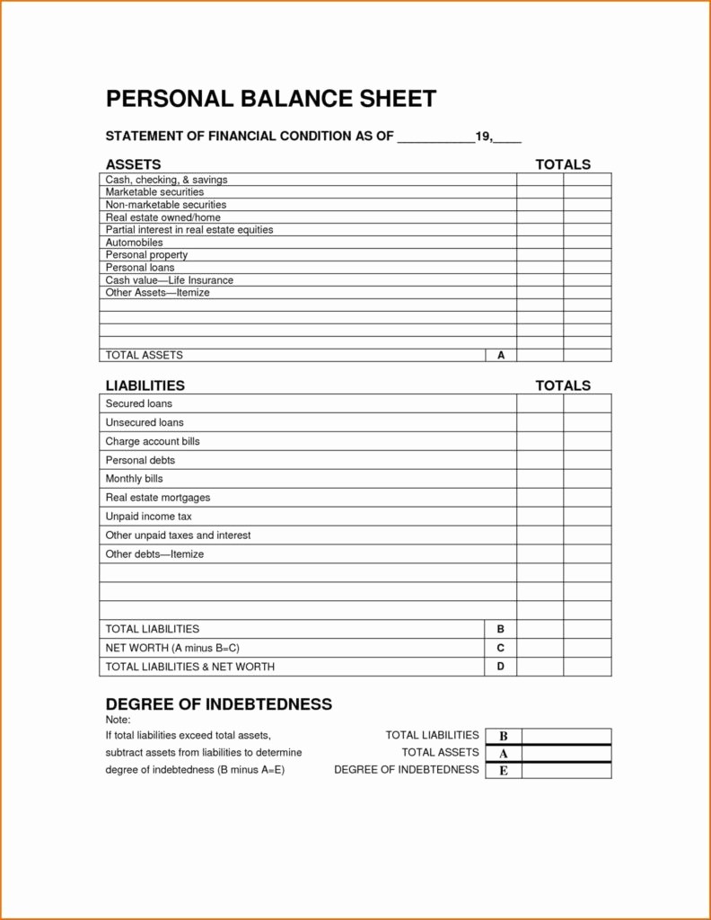 Sample Balance Sheet format Excel Fresh Free Personal Balance Sheet Template and Excel Personal
