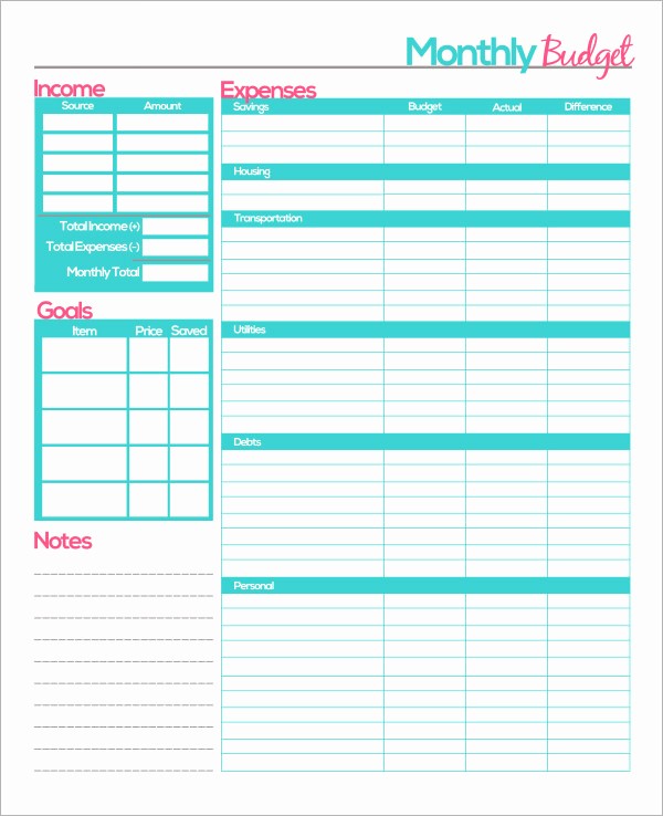 Sample Budget Template for Teenager Lovely 10 Sample Monthly Bud Templates