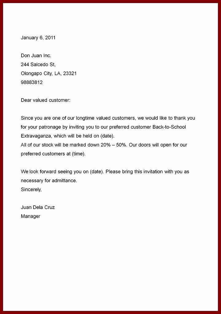 Sample Business Letters to Customers New 7 Example Of An Business Letter