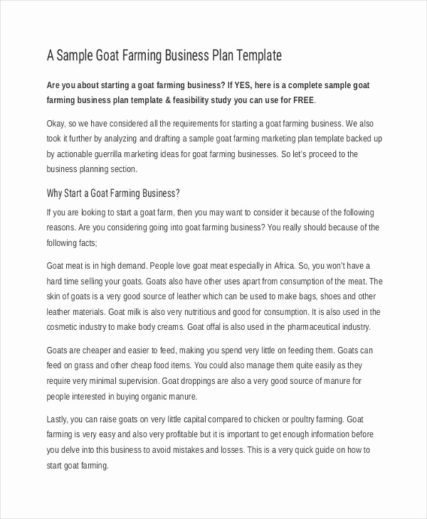 Sample Business Plan Templates Free Lovely Farm Business Plan Template 9 Free Sample Example