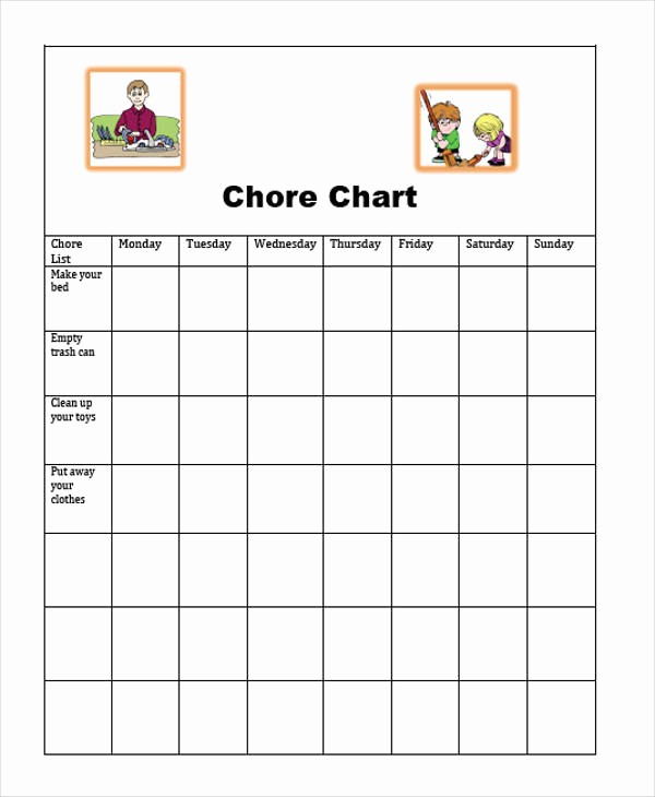 Sample Chore Charts for Families Awesome 9 Sample Chore Charts – Free Sample Example format