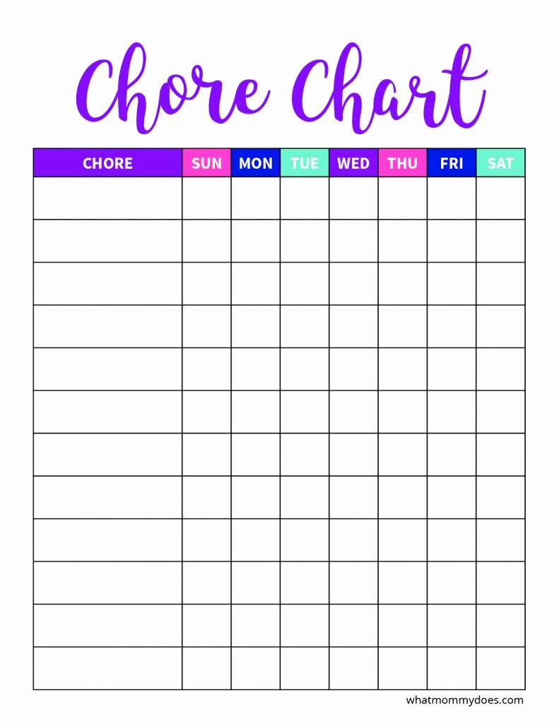 Sample Chore Charts for Families Awesome Free Blank Printable Weekly Chore Chart Template for Kids