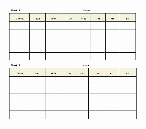 Sample Chore Charts for Families Fresh Sample Weekly Chore Chart Template Free Example within