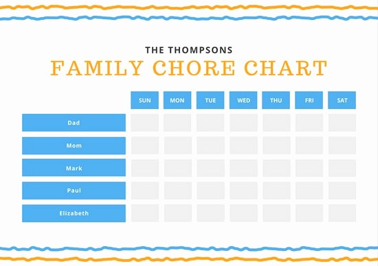 Sample Chore Charts for Families Lovely Family Chore Chart Template