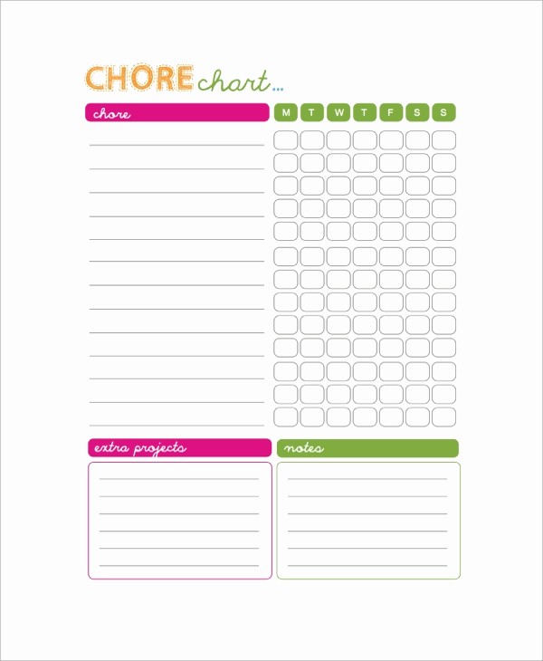 Sample Chore Charts for Families New 9 Sample Chore Charts