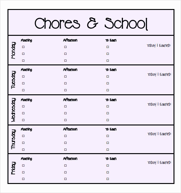 Sample Chore Charts for Families Unique 9 Kids Chore Chart Templates for Free Download