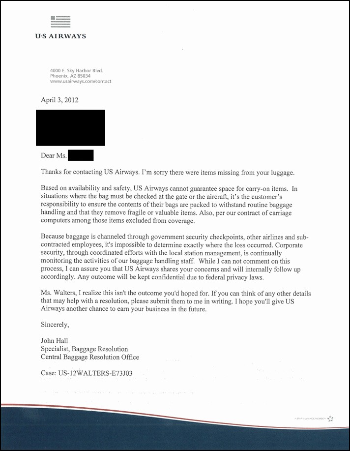 Sample Complaint Letters to Airlines Beautiful Us Airways Stole My Laptop and Won T Replace It