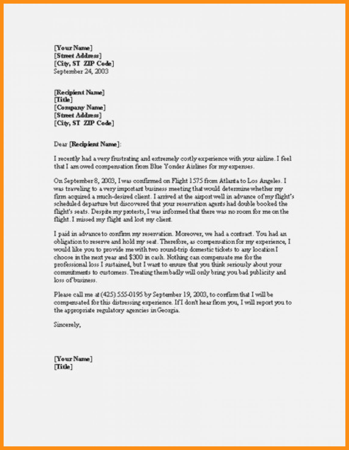 Sample Complaint Letters to Airlines Luxury 9 10 Sample Plaint Letter to Airline